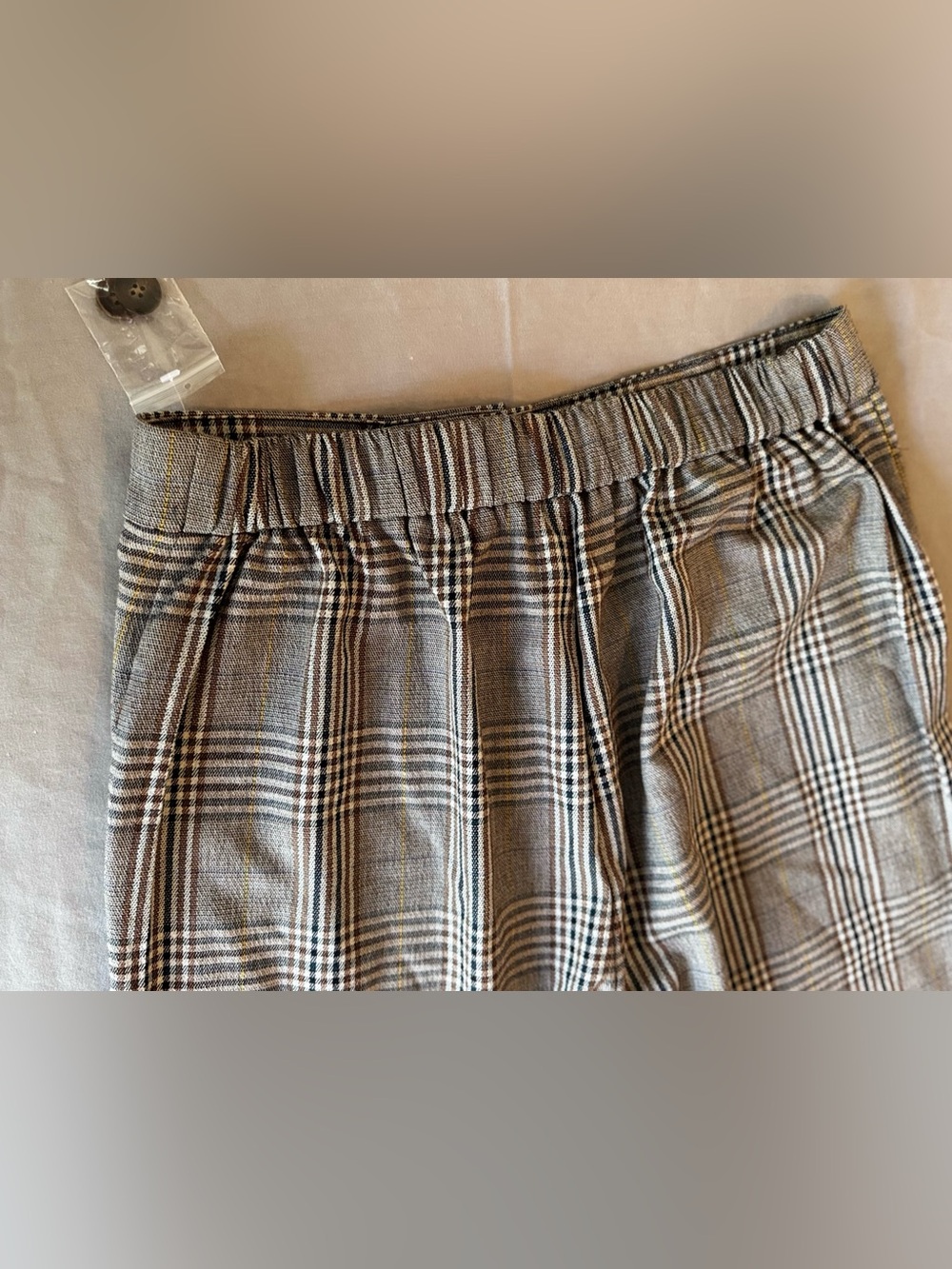 MADEWELL Huston Classic Plaid Wide-Leg Pant - Black & Brown Trousers Dress Pants - Picture 9 of 16